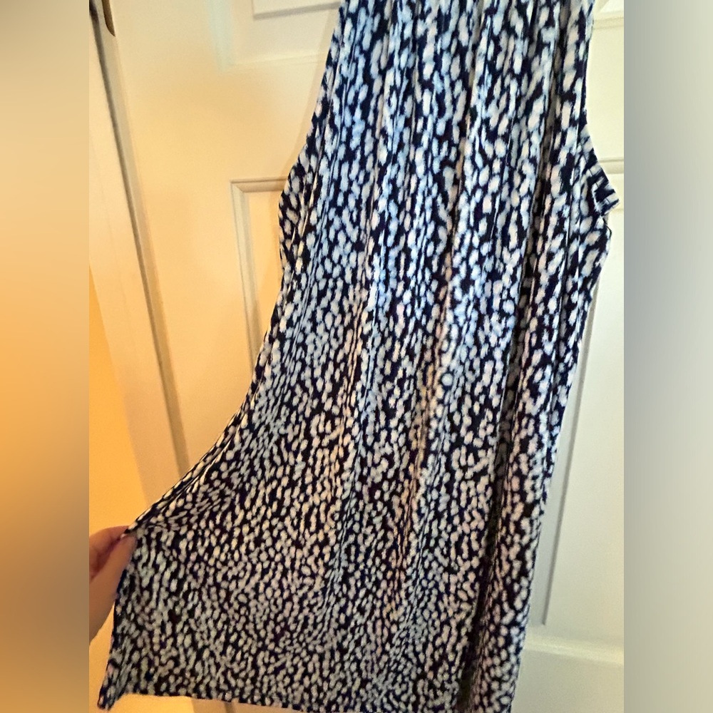 NWOT Michael Kors sleeveless blue and white dot dress.  XL. - Picture 3 of 5